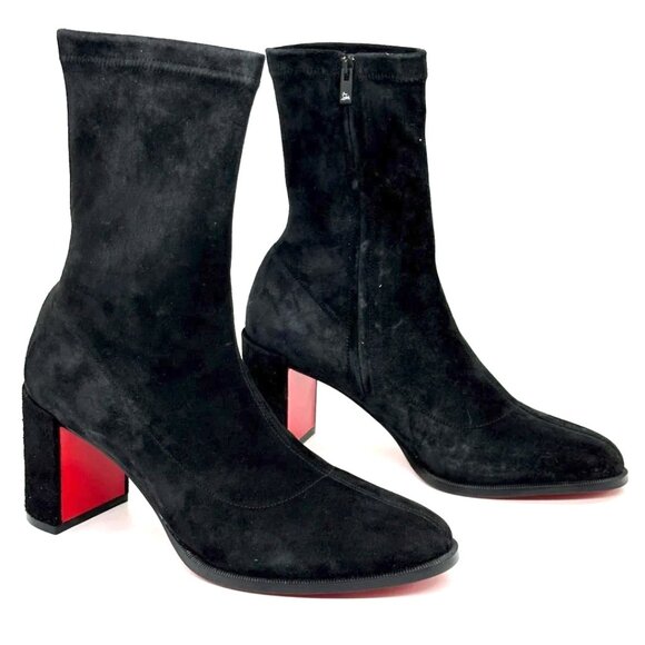Christian Louboutin STRETCHADOXA 70 Stretch Suede Booties Ankle Boots - Picture 12 of 16